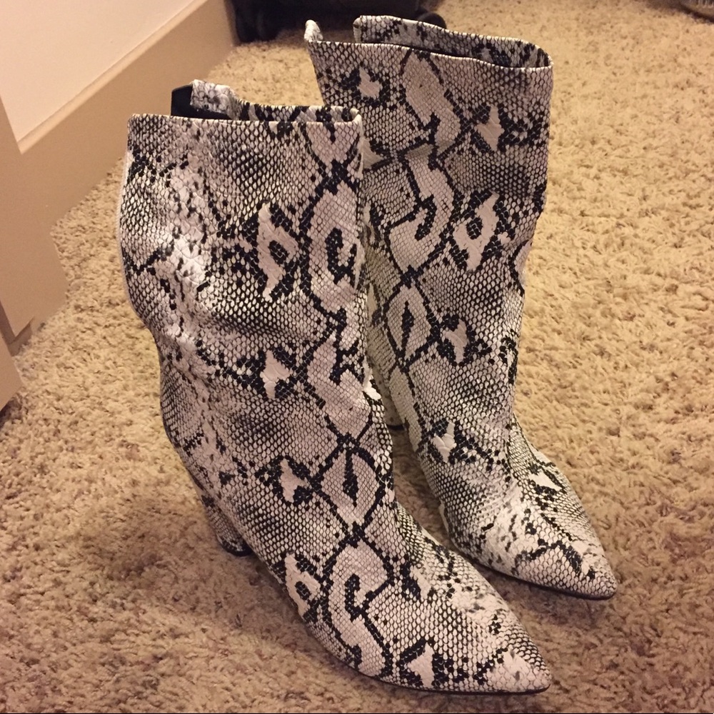 Snake print boots